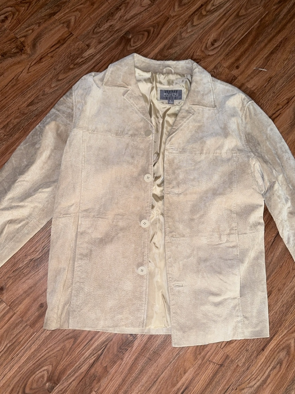 Vintage 90s Tan Suede Leather Jacket Size L